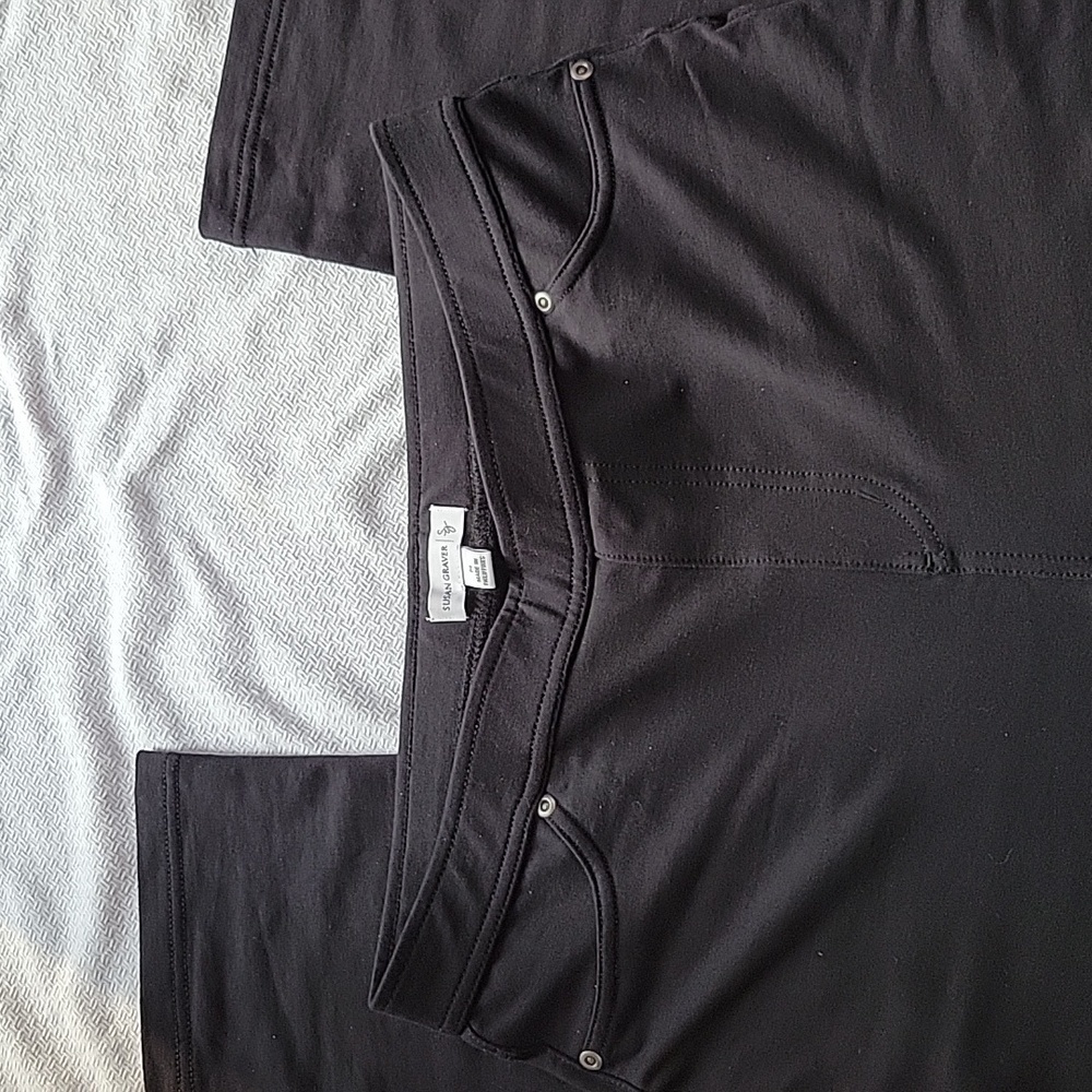 SUSAN Graver QVC Black Knit Stretch Slacks Pants M Medium Mint Condition - Picture 3 of 8
